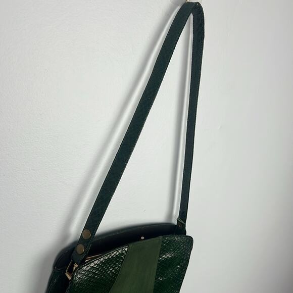 Vintage Green mixed media Town & Country shoes brand animal pattern purse - Picture 3 of 13